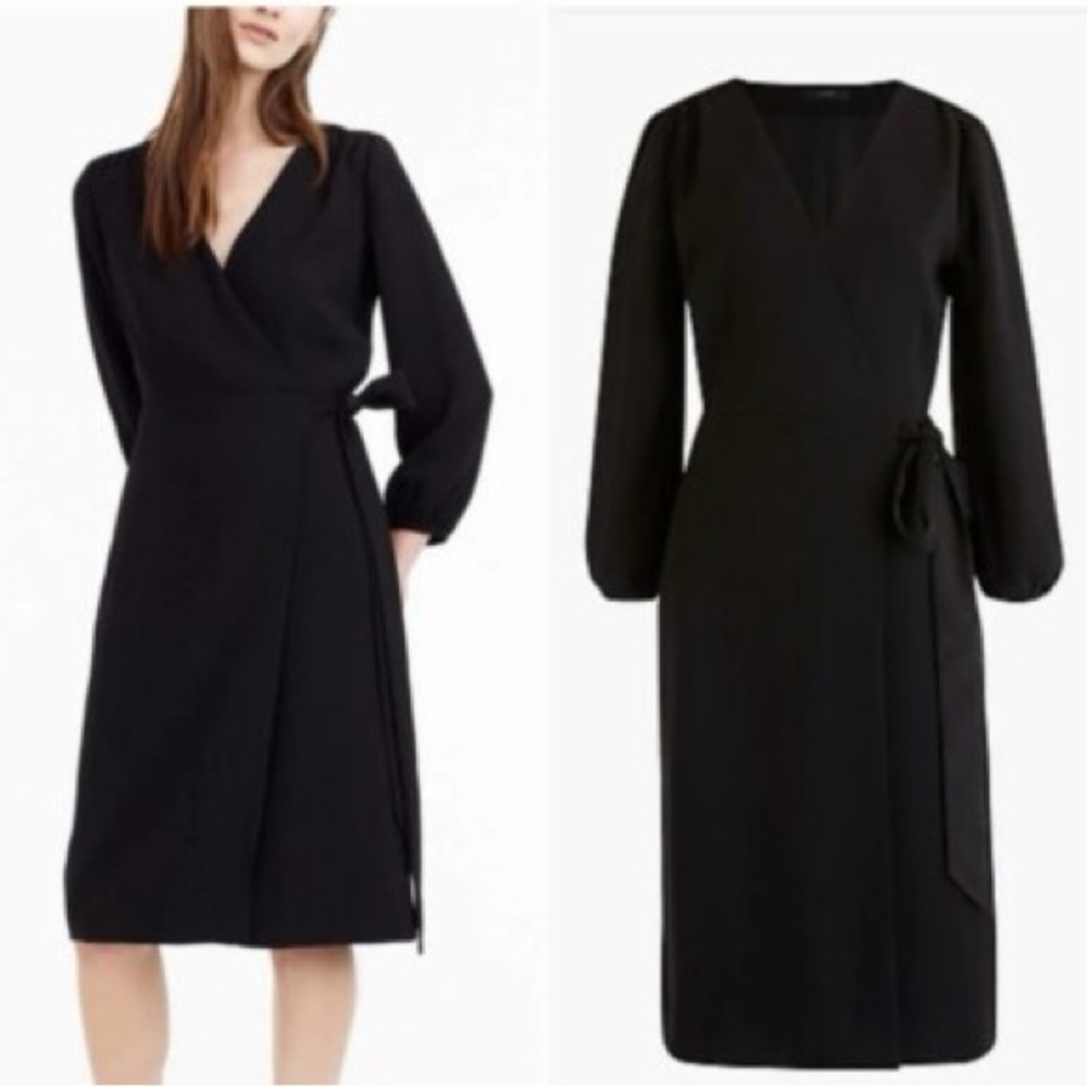 J Crew Black Wrap Dress Long Sleeve